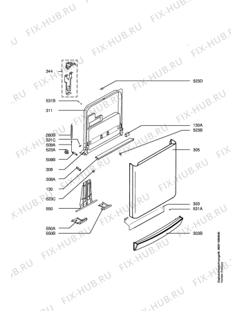 Взрыв-схема посудомоечной машины Aeg Electrolux FAV80865 - Схема узла Door 003